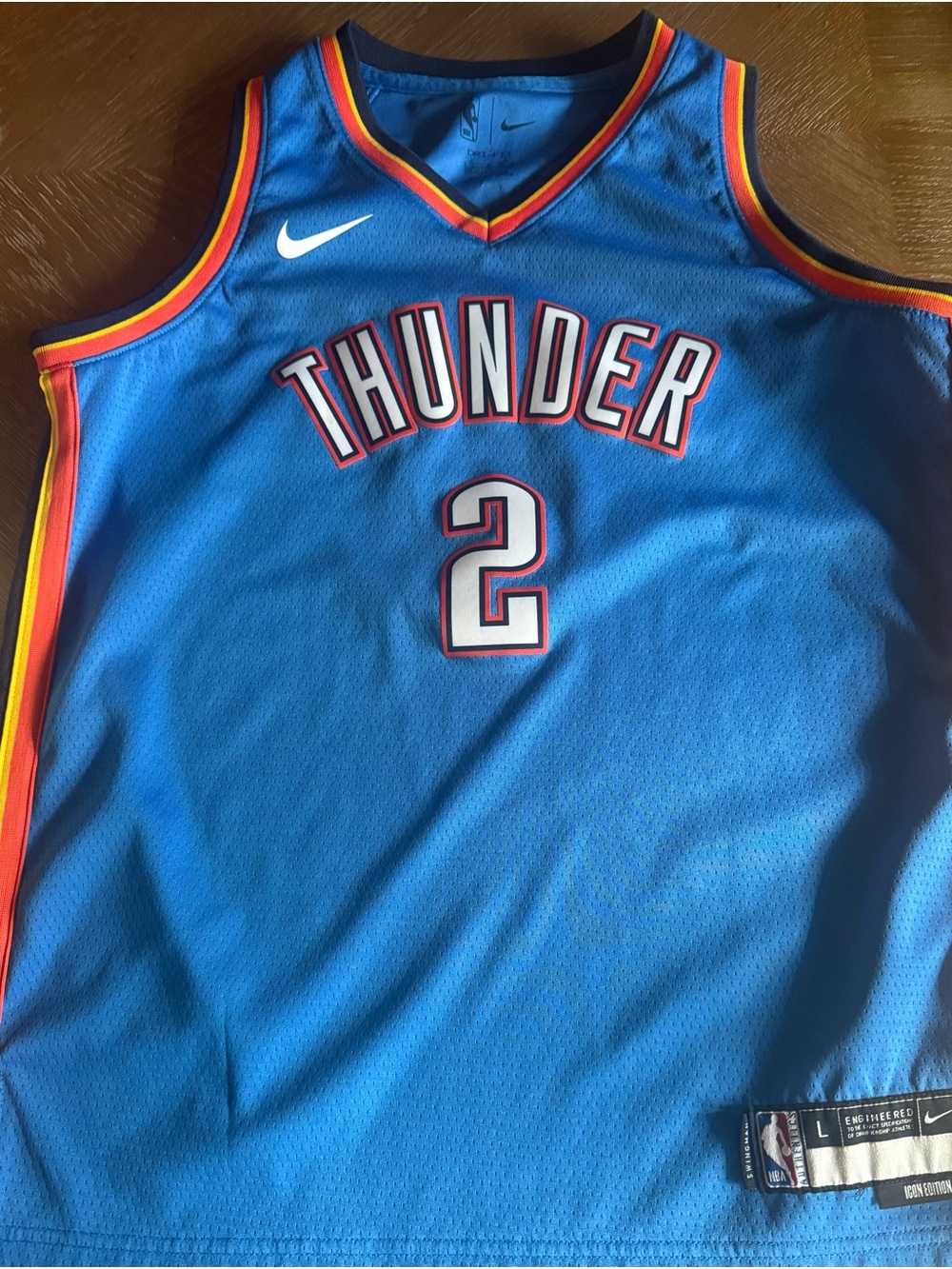 Nike Blue Oklahoma City Thunder #2 Basketball Jersey with Red and Yellow Trim